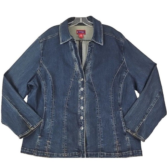 Westport ~Woman Size 18/20~ Blue Denim Jean Trucker Jacket Metal Button Up. - Picture 6 of 12